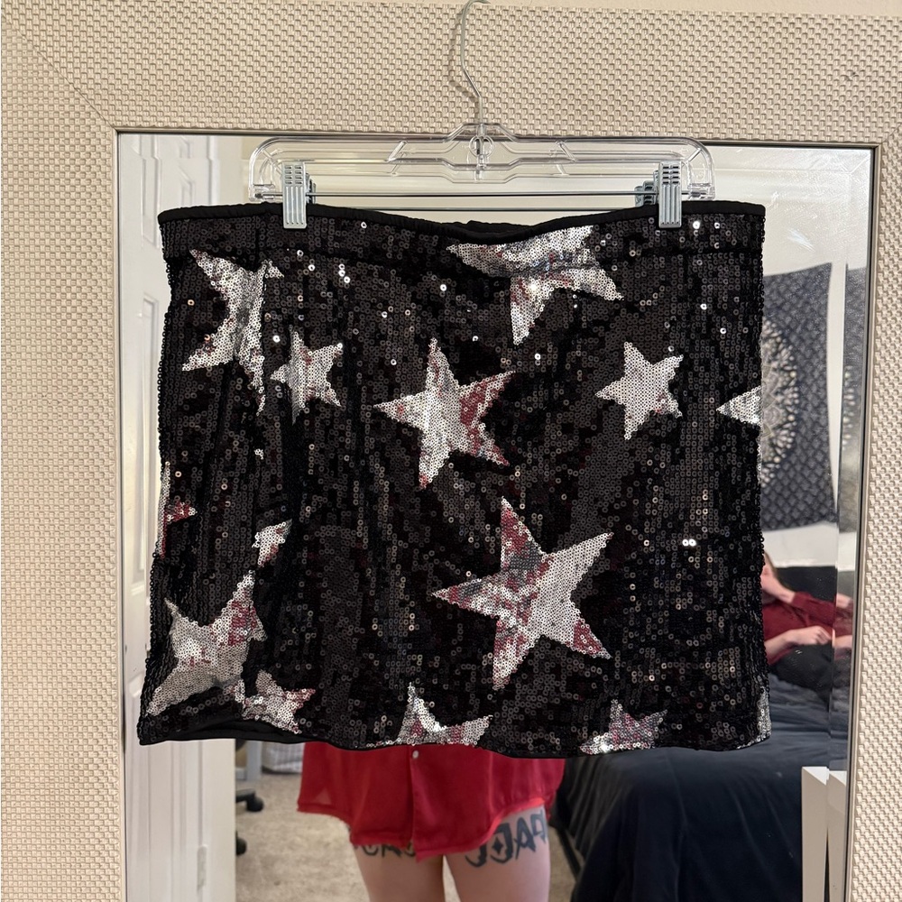 SHEIN Black Sequin Star Skirt